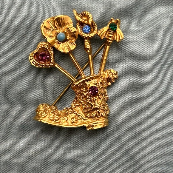 Vintage Shoe Boot Brooch With Hat Pins. Victorian style. Unique! - Picture 1 of 5
